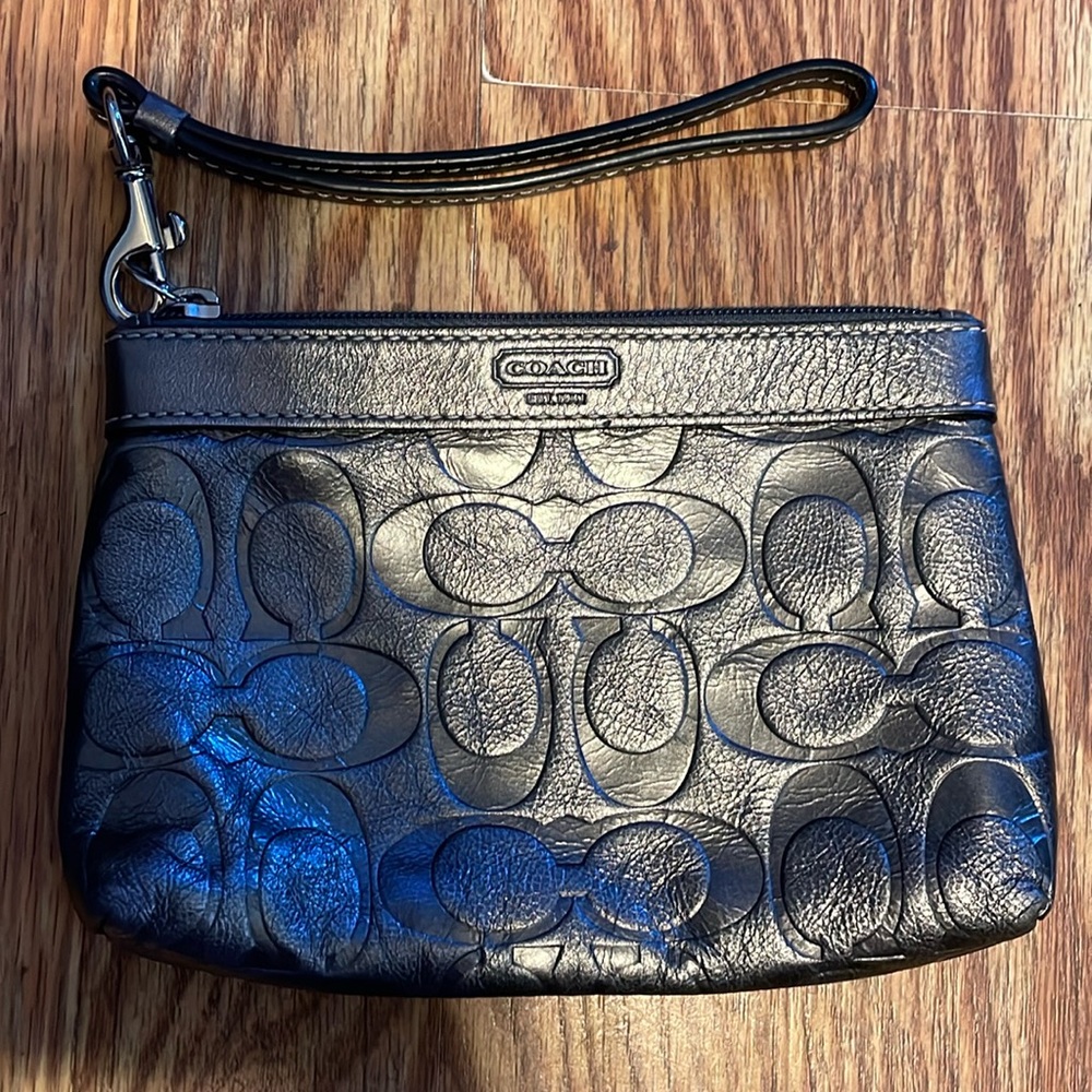 Coach- coach wristlet- silver